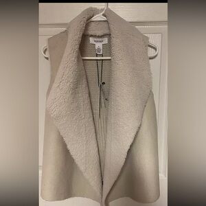 New! Workshop Republic Clothing Suede/ Knit Vest W Faux Fur Size S